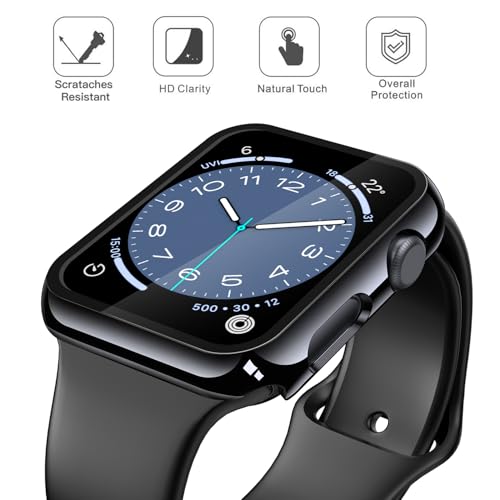 Image of Misxi Case with Screen Protector for 42mm Apple Watch Series 3 /2 | 2-Pack Cover with Tempered Glass for 3 /2, Scratch Resistant Sensitive Touch Protection, Jet Black