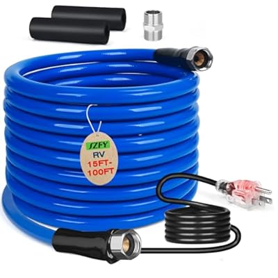 50FT Heated Water Hose for RV,Heated Drinking Water Hose with Thermostat,Lead and BPA Free,1/2" Inner Diameter,Temperatures Down to -40°F Self-Regulating,Blue Appearance