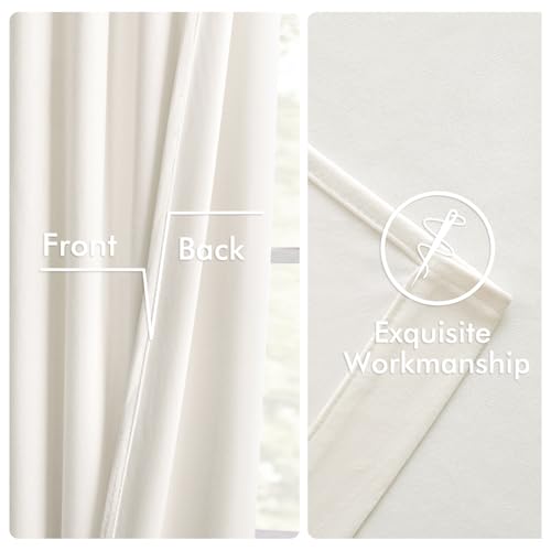 MIULEE 96-Inch Velvet Curtains - 2-Panel Set for Living Room and Bedroom, Cream Pinch Pleat, Thermal Insulated Blackout Drapes, Ivory