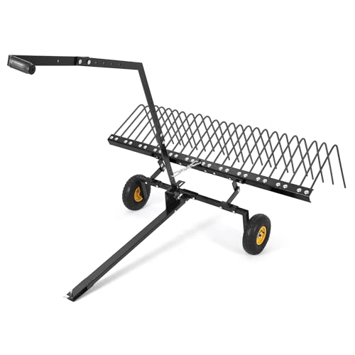 Garvee 60'' Tow Behind Lawn Dethatcher,24 Durable Spring Steel Tines Lawn Dethatcher, Tow Behind