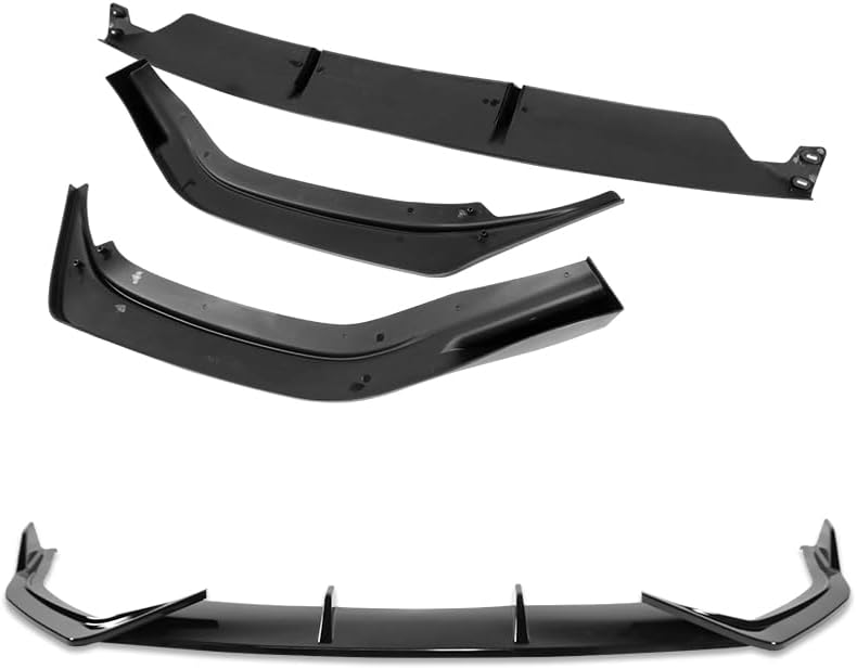 3pcs STP-Style Front Bumper Lip Spoiler Body Kit Compatible with 2021-2023 Hyundai Elantra N-Line (Painted Black)