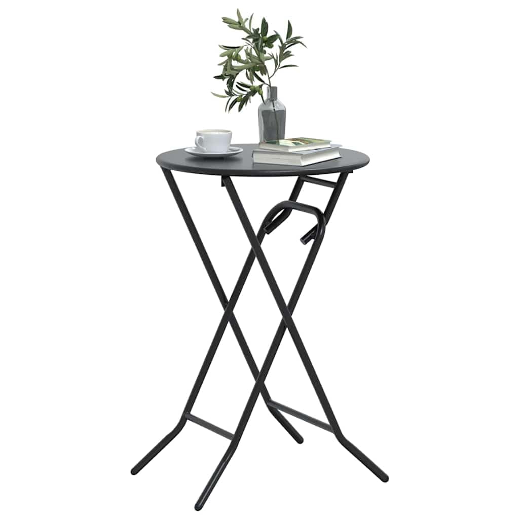 Składany metalowy okrągły ogrodowy tarasowy Antracyt 50 x 50 x 72 cm