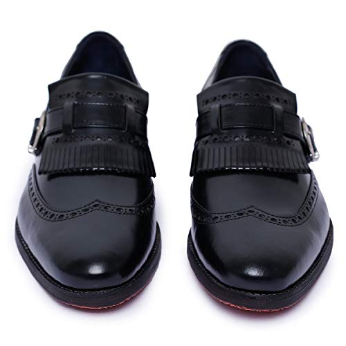 Image of Lethato Men's Wingtip Brogue Kiltie Monk Strap Loafer Dress Shoes