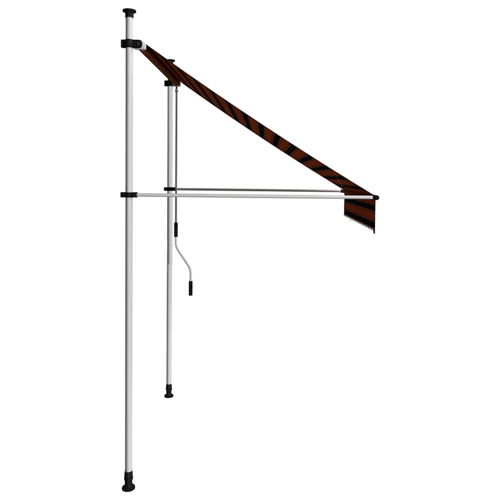 Wysuwana markiza balkonowa, obsługiwana ręcznie, 200 cm, pomarańczowa i brązowa, bez wiercenia, z korbą ręczną, aluminiowa markiza odporna na promieniowanie UV, regulacja wysokości i działanie