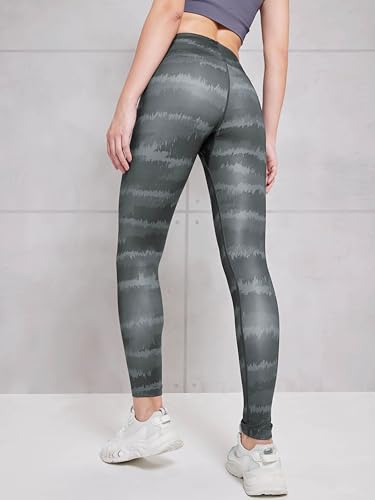 Image of TECHNOSPORT Womens Skinny Fit Activewear Tights for Running, Gym, Sports and Regular Use, Antimicrobial and Printed