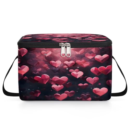 GzLeyigou Happy Valentine`s Day Lunch Bags for Women Men 9 Cans, Hot & Cold Food Delivery Bag Insulated Grocery Bag Insulated Lunch Box Cooler Bag for Office Work Picnic Beach