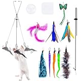 Oziral Interactive Cat Feather Toys, 15 Pack Self-Play Hanging Door Cat Mice Toys Hanging Interactiv