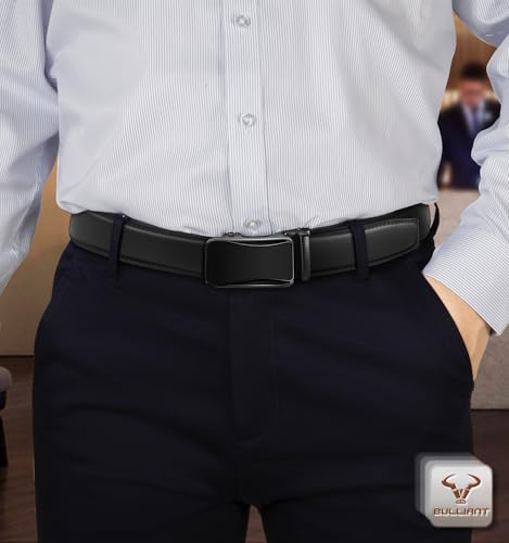 Image of BULLIANT Men's 2-Pack Ratchet Leather Belt Trimmable 1 3 /8 inch-Gift Boxed