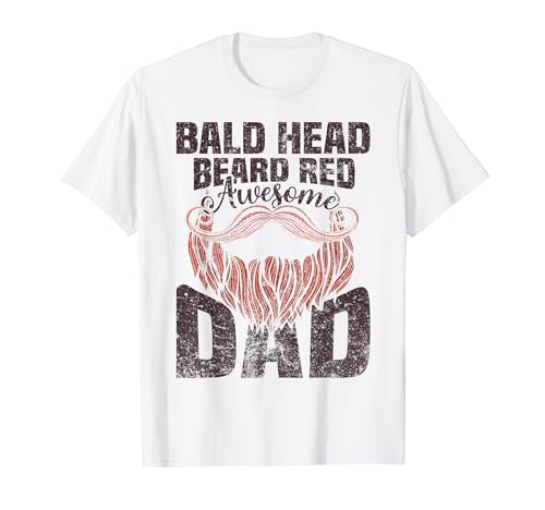 Bald Head Beard Red Awesome Dad - Funny Bald Dad Camiseta