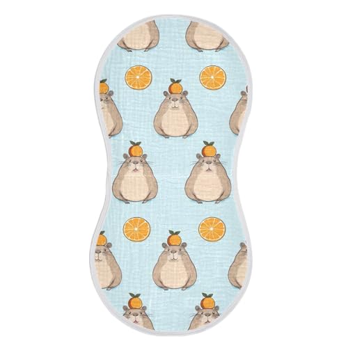 vvfelixl Baby Burp Cloths Simple Water Rat with Orange Baby Newborn Cotton Burping Cloths Set Babys Washcloths 4 Pack