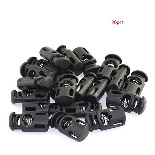 Dgzzi 20Pcs Nylon Plastic Cord Locks 11 * 23Mm End Spring Stop Toggle Stoppers Black #TOP1