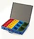 Kleinteilekoffer, 454120 Stahlblech, EuroPlus Metall 44/23x63, blau, 23 Einsätze, dicht schließend