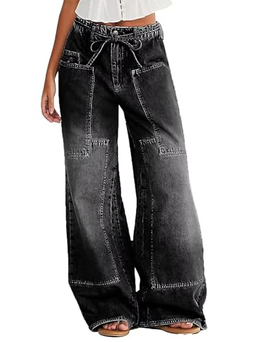 【らら】Womens washed denim wide pants Amazon.com: Expeumer Jeans Pants Trousers Denim Worn Jeans