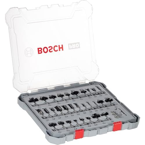 Bosch Professional 2607017476 30-Piece Set Router Bit Set for Wood for Router with 1/4 Inch Shank