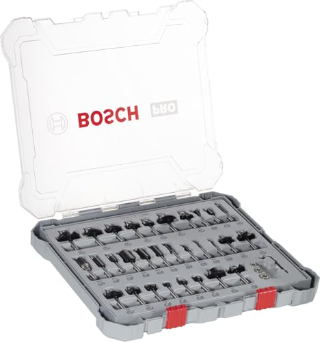 Bosch Professional 30tlg. Fräser Set Mixed (für Holz, für Oberfräsen mit 1/4 Zoll Schaft)