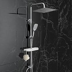 Estanteria Ducha Leroy Merlin Görbach Columna de Ducha sin Grifo Set Ducha Acero Inoxidable Altura Adjustable Conjunto Set Juego Ducha Baño con Ducha Mano,Estante y Cabezal Ducha Rociador 30 * 30CM