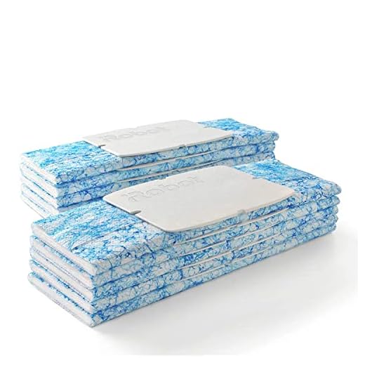 iRobot Braava Peças de reposição autênticas – Braava Jet 200 Series Wet esfregão almofadas para madeira, pisos, azulejos, pedras, 10 unidades (pacote com 1), azul, branco