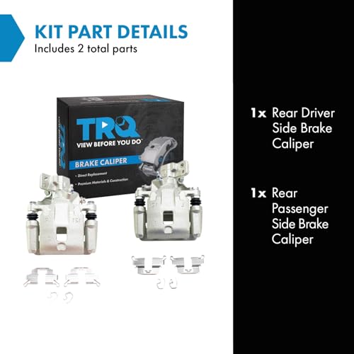 Image of TRQ Rear Brake Caliper Set Zinc Coated Brackets Hardware Compatible with 2016-2018 Mazda CX-3