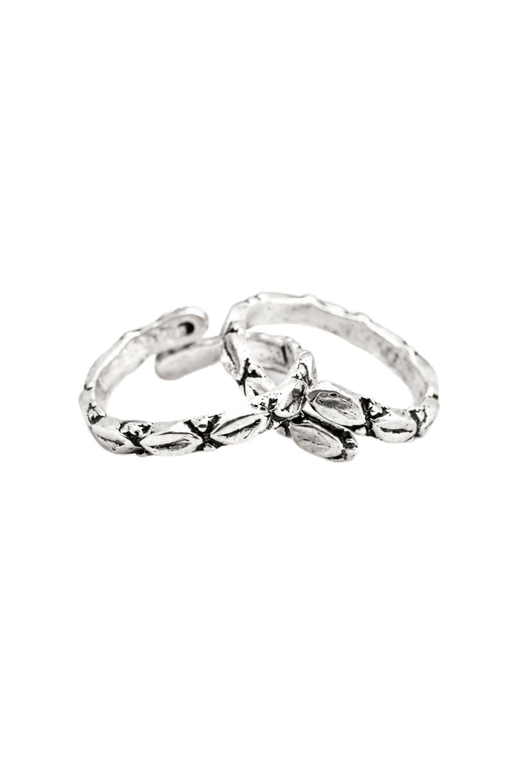 925 Sterling Silver Aadhya Textured Sequence Toe Ring Pair for Women | Engraved Leaf Pattern-image-32