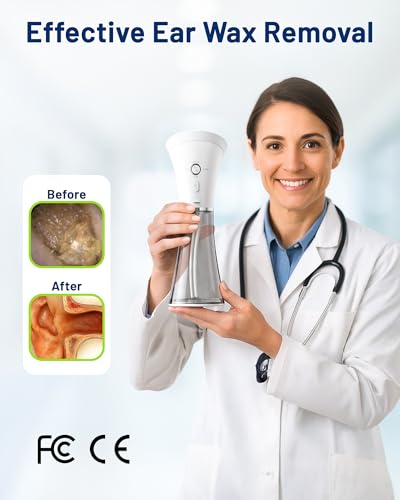 Image of KAUGIC Upgraded Ear Wax Removal with One-Piece Waste Tank, Safe Cleaner with Water Temperature Sensor, Effective Ear Irrigation Kit, IPX7, FSA-HSA-Eligible, White