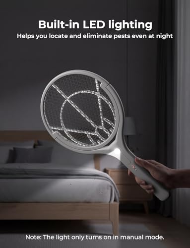 Image of YISSVIC Electric Fly Swatter Bug Zapper Racket 2 in 1 Mosquito Killer with Stand Rechargeable 1800mAh for Indoor Home Backyard Patio Camping