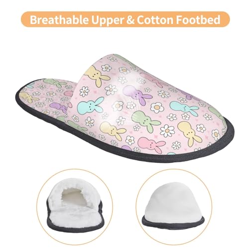 Colorful Bunny Print Women Slippers Home Furry Shoes Keep Men Couples Shoes Warm For Women-4