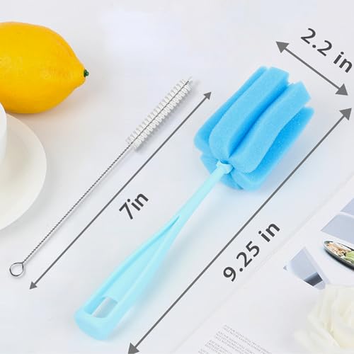 Image of 8PCS Bottle Brush Sponge Cup Brush with Straw Brushes Long Handle Cleaner Brush for Baby Bottle Glasswares Mugs Cups Kitchen Clean (4 Bottle Brushes + 4 Straw Brushes)