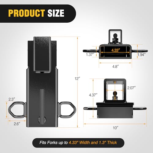 Image of Nilight Forklift Trailer Hitch Attachment Fits 2 Inch Receiver Clamp on Pallet Fork Trailer Towing Adapter with Safety Chain & 5 /8 inch Hitch Pin Clip Black