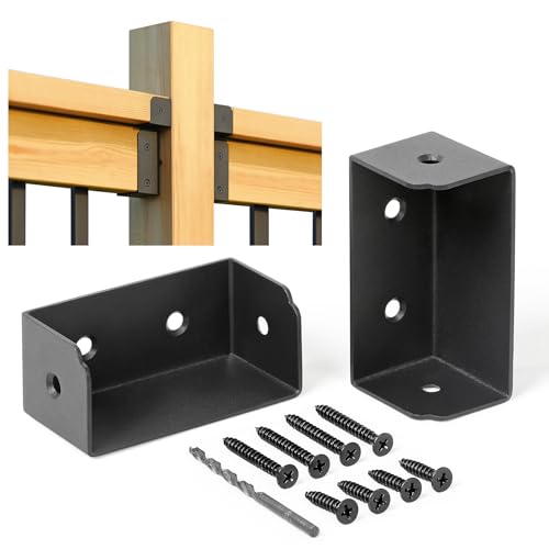 AECXM 8Pack Stainless Steel 4x2 (Actual 3.35x1.42) Deck Railing Handrail Connector for Wood Deck Railing Handrail to Post (Black)