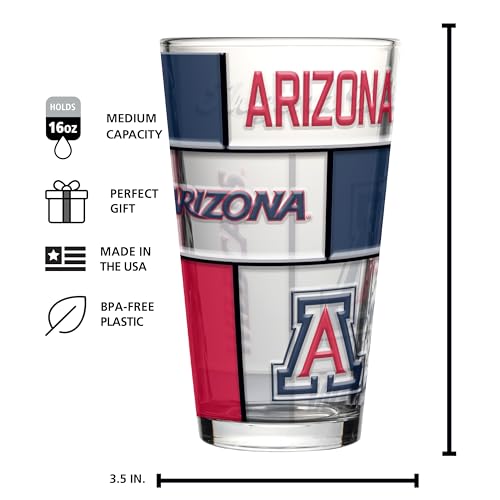 Image of Logo Brands NCAA oz Stained Glass Pint Glass - 3D Embossed Logo & Bold Team Colors - Durable Sports Fan Beer Glass for Home, Bar & Tailgates