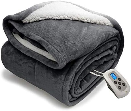 MARQUESS Twin Electric Blanket Heated Sherpa and Reversible Flannel Washable Throw,Fast-Heating Full Body Warming Soft with 10 Heat Settings/Safety 10 Hours Auto-Off Controller (62x84''Burgundy)