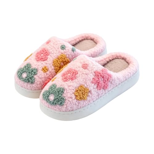 BJUTIR Girls Floral Fuzzy Slippers Cozy Warm Plush Lined Indoor House Shoes - image 4