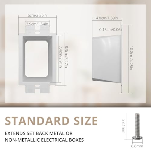 1-Gang BE1 Non-Metallic Electrical Power Outlet Box Extender(ETL Listed),Electrical Box Extender for Power Switch Receptacles Accessories,Fire Rated for 2 Hours,6-Pack