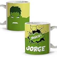 LolaPix Taza Superhéroes Personalizada con Nombre. Regalo Friki.