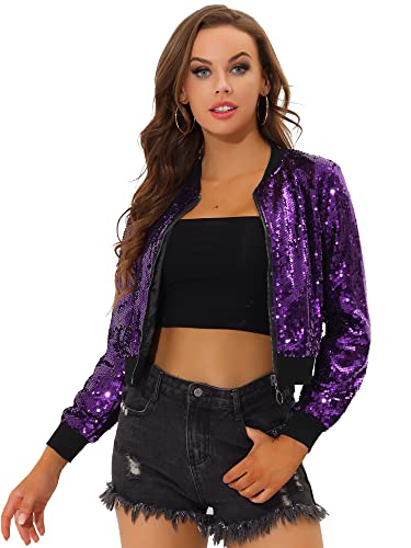 Veste à sequin Allegra K zippée et lumineuse pour un style disco parfait