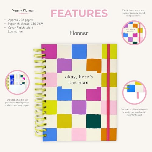 Image of Plan Edition Planner with Bookmark | Planner Set Includes A5 Journal (22x17 cm) 228 Pages | 120 GSM | 250+ Stickers | Bookmark with Cover Box (The Plan Edition, Aesthetic Series)