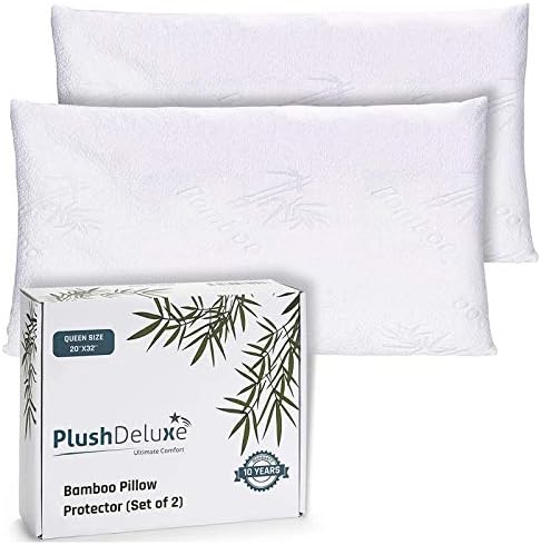 Premium Bamboo King Pillow Protector Covers - Waterproof, Allergy, Dust, Bed Bug, and Mite Proof Zippered Protectors - Pillowcase Zipper Cover Allergen Case Pack for Sleep Pillows - Set of 2