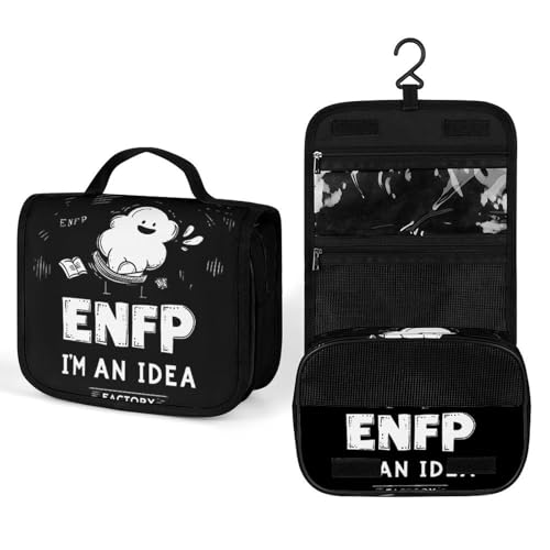 ENFP I'm An Idea Factory MBTI Makeup Bag Portable Hanging Organizer for Travel Wash Bags With Handle And Divider