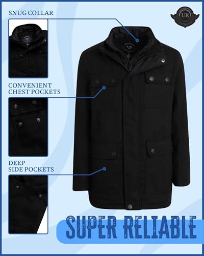 URBAN REPUBLIC Boys Wool Dress Coat - Warm Stylish Winter Jacket with Double Zip and Snap Closure and Bib Insert (Size: 4-20)2