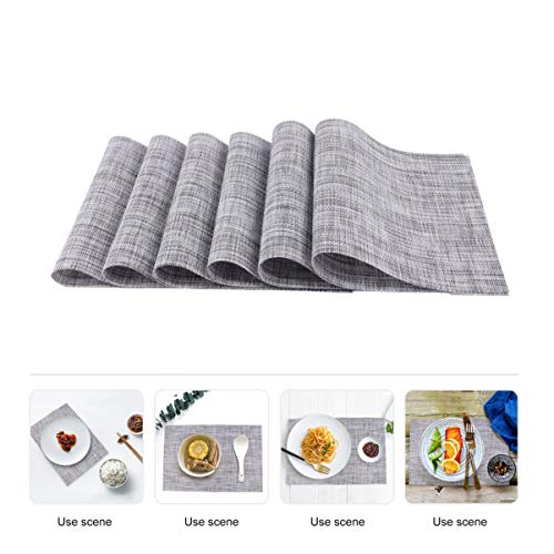 Cabilock 6 peças de tapetes de mesa de PVC resistentes ao calor para mesa de jantar, tapetes de mesa