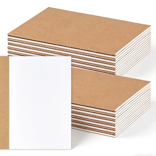 LABUK 24 Pack Blank Kraft Notebooks A5 Sketchbook Bulk Journals Drawing Pad Book Bulk for Kids Junk Journal 60 Pages 8.3 x 5.5 Inches