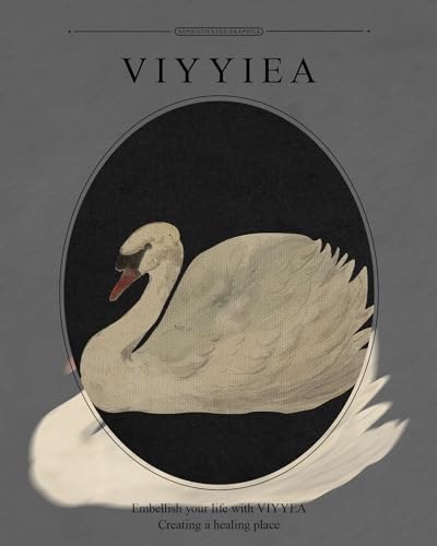 viyyiea gold framed wall art canvas print home decor vintage swan decoration grace swan art painting pictures rustic bathroom wall decor animal farmhouse artwork for living room bedroom office 13x16in