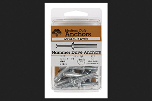 Hillman 1/4 in. Dia. x 1-1/4 in. L Zinc Round Head Hammer Drive Anchor 12 pk