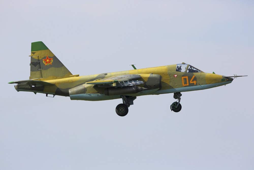 Su-25 attack airplane of Kzakhstan Air Force landing. Poster Print by Artem Alexandrovich/Stocktrek Images (17 x 11)