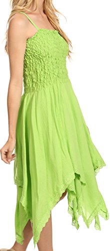 Image of Sakkas Ella Smocked Bodice Spaghetti Strap Double Layered Dress