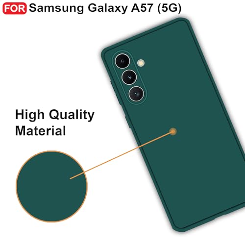 Image of CEDO Back Cover for Samsung Galaxy A57 (5G) | Camera Bump Protection & Inner Velvet Fabric Lining | Ultra Slim Matte Soft Rubberised Case Cover (Green)