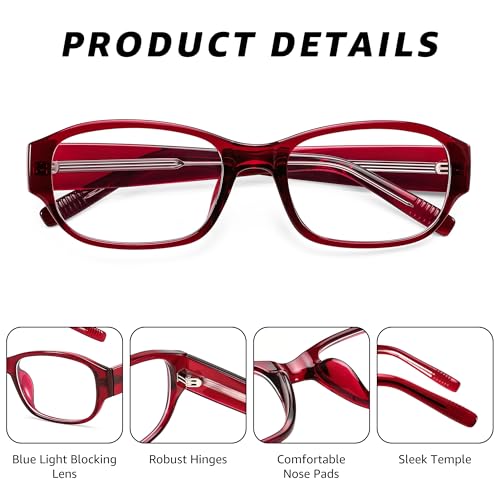 Image of FEISEDY Rectangular Blue Light Blocking Glasses for Women Men Vintage Stylish Computer Glasses Fake Nerd Eyewear Frame B0266