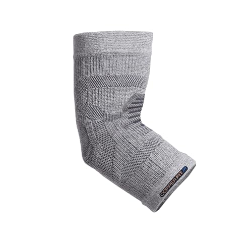 Copper Fit Mobilizer Elbow Sleeve â€“ Mobility, Pain, Swelling, Inflammation, Circulation - Advanced Recovery for Arthritis, Tendonitis, Golf and Tennis Elbow Brace for Men and Women (Gray, Small/Medium)