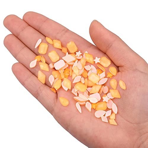 Tisslan 100Pcs Neon Orange Shape Nail Flatback Crystals Glass Stones 3D Nail Gems For Nail Art Design Decoration Accessory Pack Set #TOP2