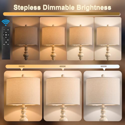 Image of BOBOMOMO 64.25 inch Farmhouse Floor Lamp with Remote, Dimmable Floor Lamp with Adjustable Color Temperatures, Antique White Floor Lamp with Gold Accents for Living Room Corner, Bedroom, 9W Bulb Included